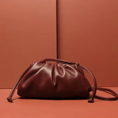 Wine red medium Роскошные Дизайнерские вместительные сумки, женские кошельки из натуральной кожи и сумки, сумка-конверт, клатч, винтажная сумка на плечо с пельменями, сумка через плечо - Цвет: Wine red medium