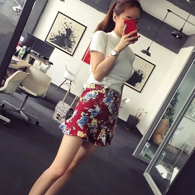 

Women Lady Short Sleeve Solid Color High Neck Slim T-shirt Top for Summer Party -OPK
