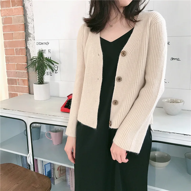 Knitted Sweater Coat Long Sleeve Casual V-Neck solid color green Cardigans womens ugly christmas sweater winter dresses women |