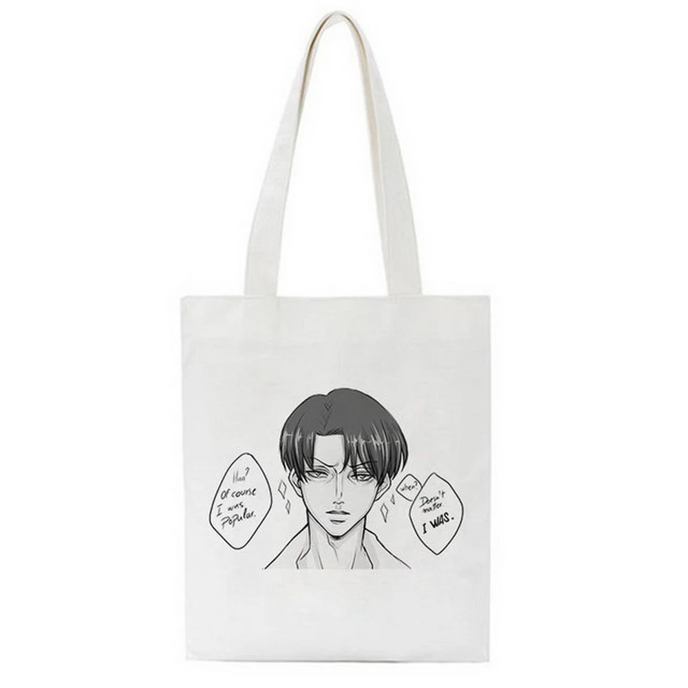

Japanese New Attack On Titan Anime Women Bag Cartoon Letter Print Large Capacity Shopper Tote Punk Fun Shoulder Canvas Bag