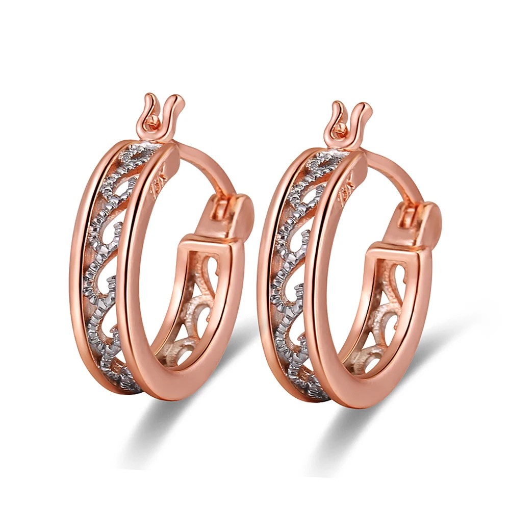 Hollow Earring Классические серьги-кольца из розового золота для женщин, изысканные серьги с кристаллами, новые модные свадебные ювелирные изделия для женщин - Окраска металла: Hollow Earring