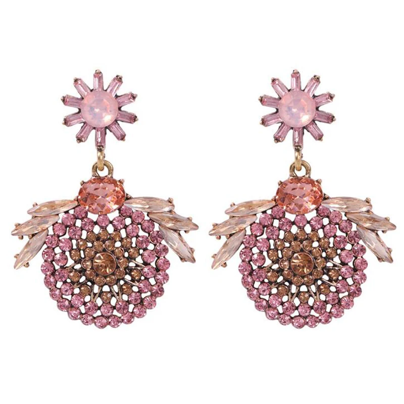 

JINGLANG Vintage Palace Round Hanging Earrings Drop Earrings Female Elegant Luxury Jewelry For Women Wedding Gift