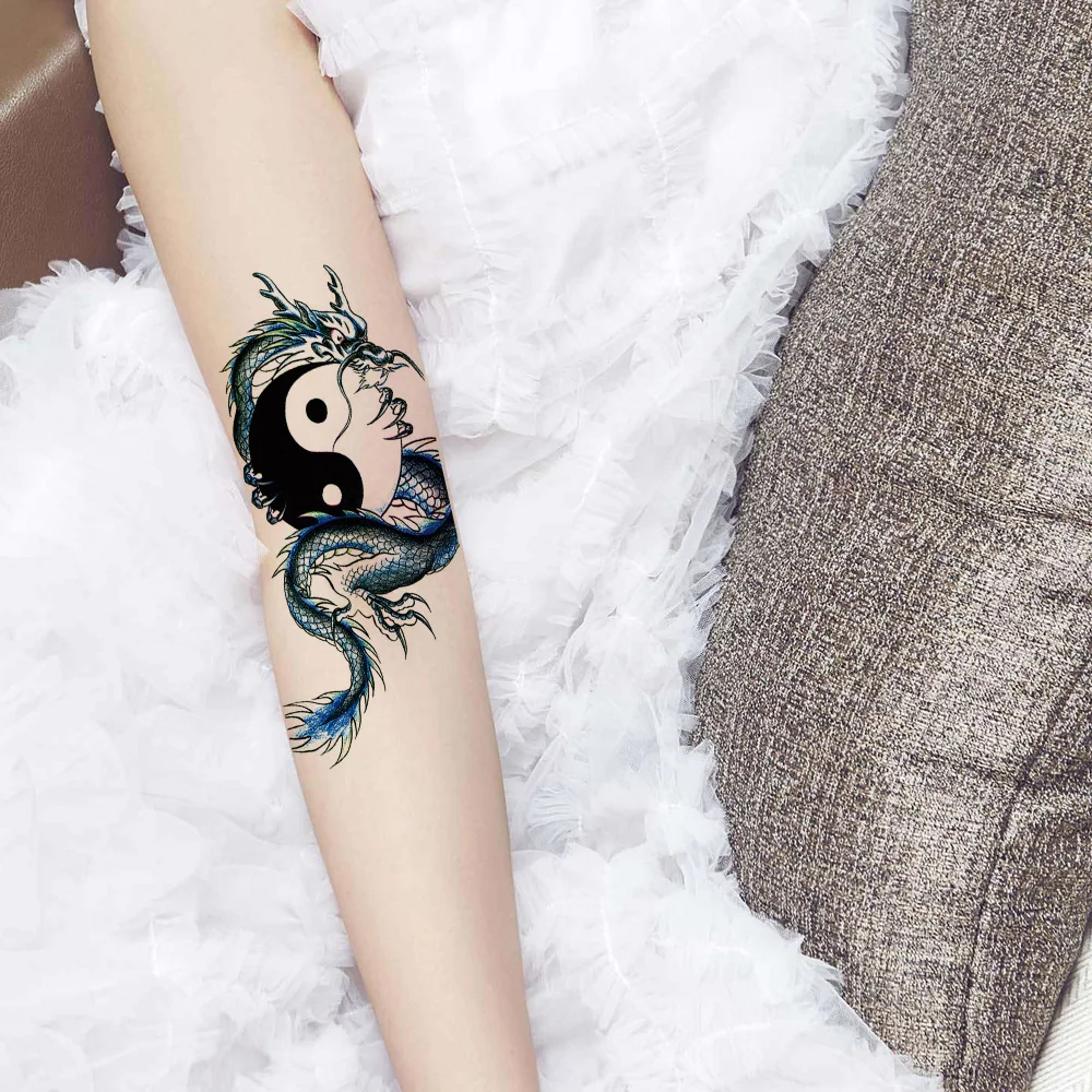 Татуировка китайского дракона искусственная водостойкая Временная наклейка для