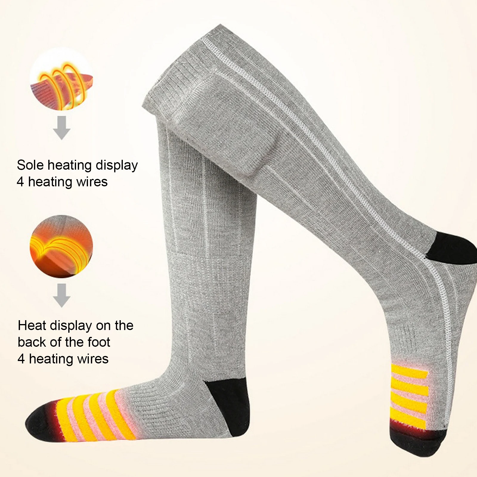 Winter Warm Outdoor Socks Thermal Socks Heating Sock Three Modes Elastic Comfortable Water Resistant Electric Warm Sock Set