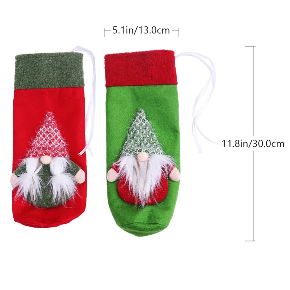

2pcs Christmas Bottle Bags Rudolph Bottle Covers Lovely Christmas Bags
