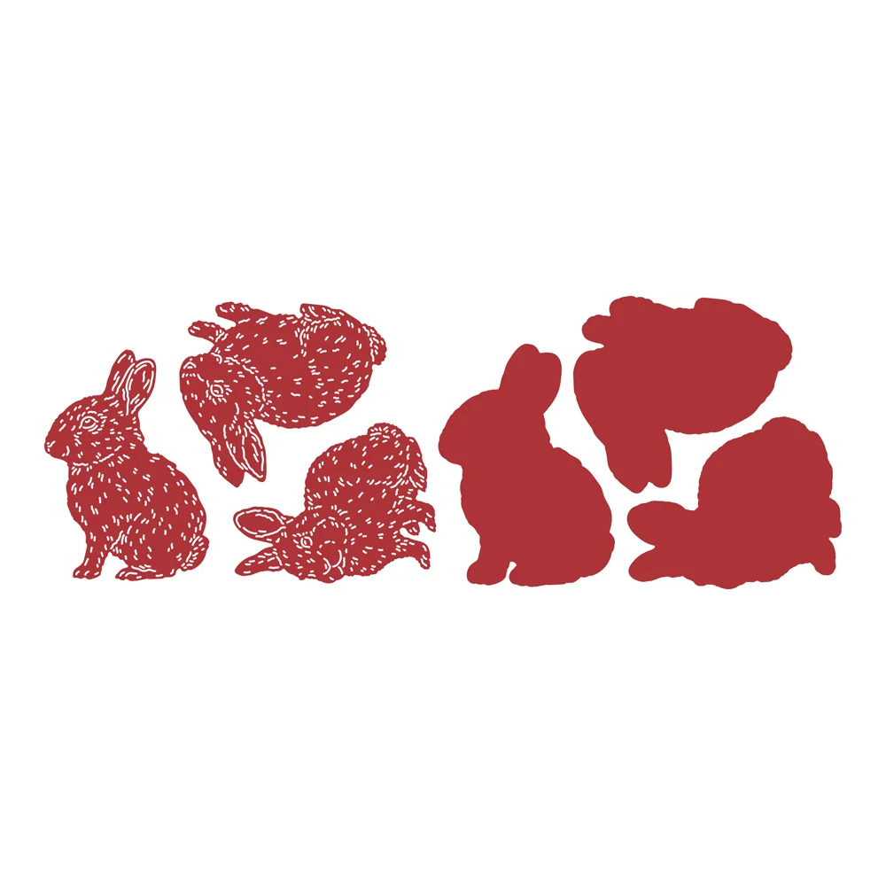 

Два красных кролика-флуэль Новая металлическая Форма для резки фотография шаблон для тиснения Diy подарок ручной работы 2021