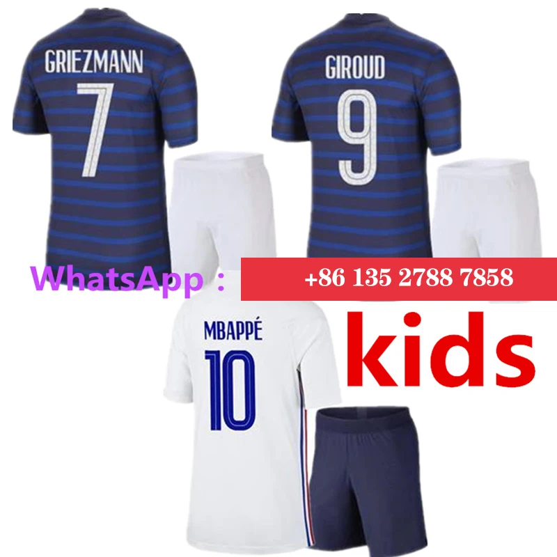 

2020 france kids soccer jersey 100th france maillot de foot MBAPPE VARANE GRIEZMANN THAUVIN KANTE POGBA child football shirt