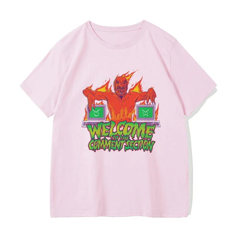 

Newest Satan Pink T Shirt Men/women Demon Death Scary Evil Hip Hop Satanism Grim Reaper T-shirt Supernatura Tshirt Male/female