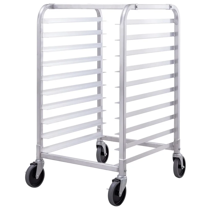 

High Quality 10 Sheet Food Grade Aluminum Bakery Rack Rolling Commercial Cookie Bun Pan 4 Pcs Universal Wheels Bakery Tools