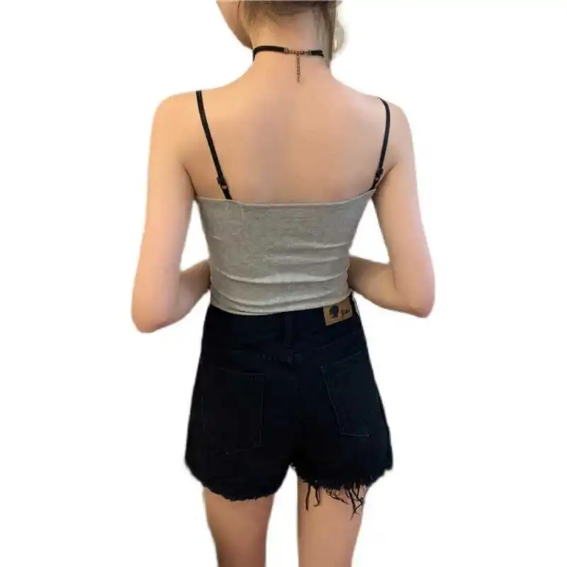 

Small White Tank Top Vest Women's Inner Wear with Chest Pad Summer Internet Hot Beauty Back Outer Wear Short Tube Top Clothes