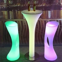d60h110cm rechargeable led illuminated cocktail table lighted up bar table plastic coffee table indoor or outdoor use