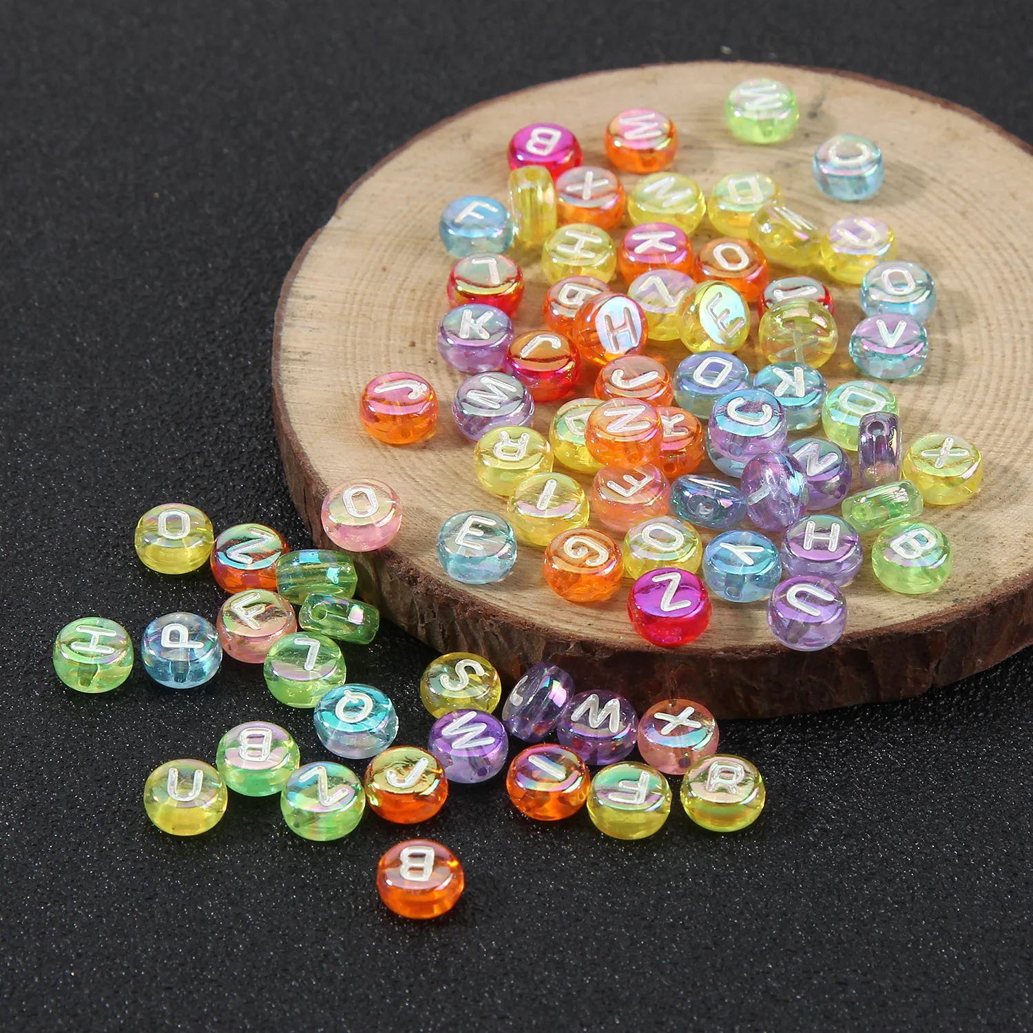 

100pcs 4x7mm Round Candy Color Acrylic Spacer Beads with Letters/Alphabet Letter"A-Z" Cube Beads for Bracelets,Necklaces,Jewelry