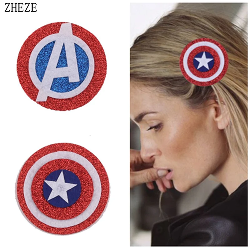 

2022 New Hot Sales 1Pair Round Shield Felt Pads Hair Clips Girls Glitter Star Hairpin Children Patches DIY Hair Accessories