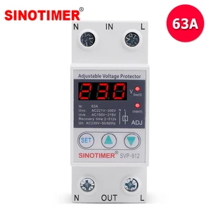 Дом 40A 63A 80A Регулируемая Защита от перенапряжения и низкого напряжения автоматическое реле защиты высокого и низкого напряжения