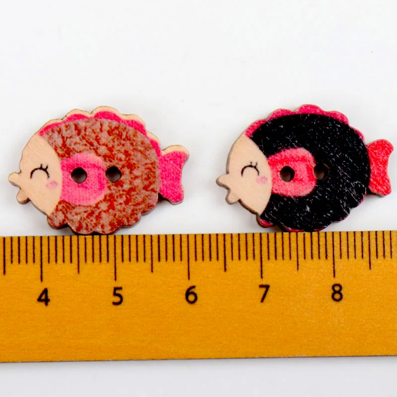 30 шт. 2 отверстия смешанные милые рыбки деревянные кнопки подходят для шитья и