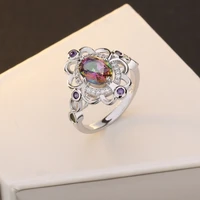 real 925 sterling silver fine jewelry genuine colorful topaz rings purple gemstone wedding engagement ring for women wholesale