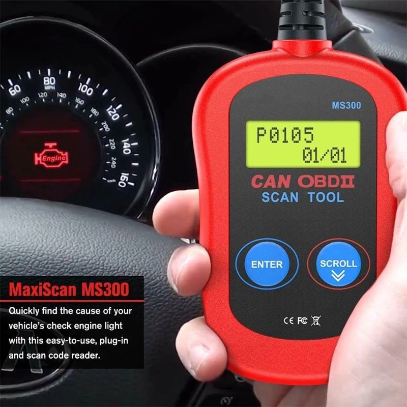 

MS300 All Purpose OBD2 Auto Diagnostic Scanner Car Code Reader Scan Tool Turn Off Check Engine Light