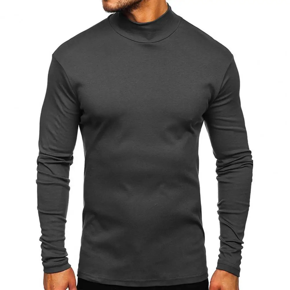 

Men T-shirt Sweat-absorbent Solid Color Autumn Simple Slim-fitting Pullover for Daily Wear