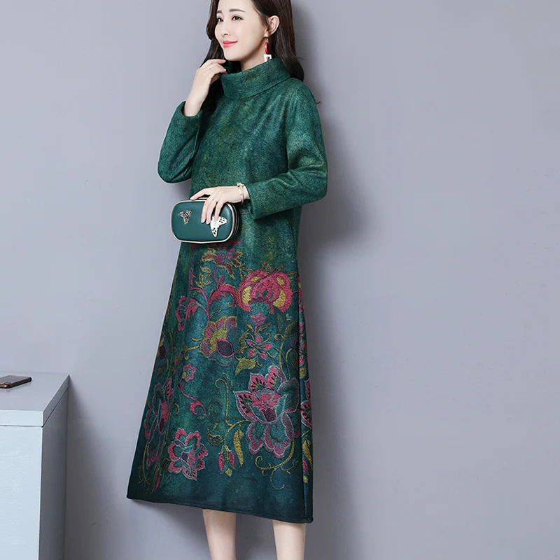2019 новое осенне-зимнее элегантное стильный принт в китайском стиле плюс