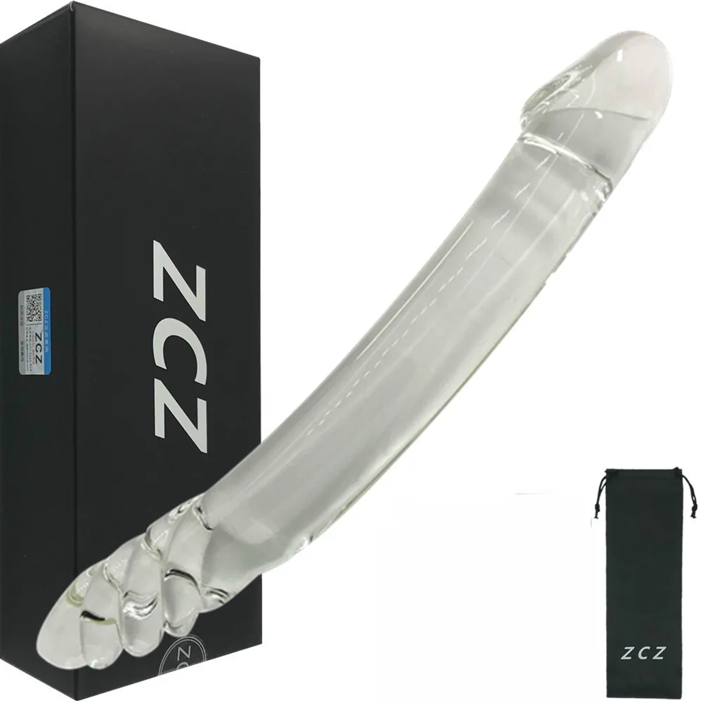 Имитация двойной прозрачный стеклянный пенис Страстный Вибратор для мужчин и