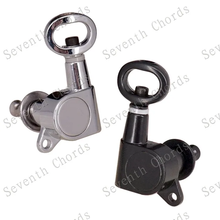 

A Set of 6 Pcs Hollow Button Machine Heads Tuners Tuning Pegs keys for Guitar Replacement - Chrome & Black For choose
