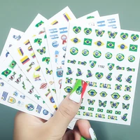 2021 new nail accessories world cup european cup americas cup football match brazil argentina flag nail sticker