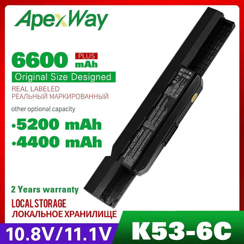 6 Cell 4400 мАч батарея для ноутбука Asus A41 K53 A32 K43 K43B K43E K43F A53JE A53JR A53JU k53T A53S A53SD A53SJ a53SV A53T