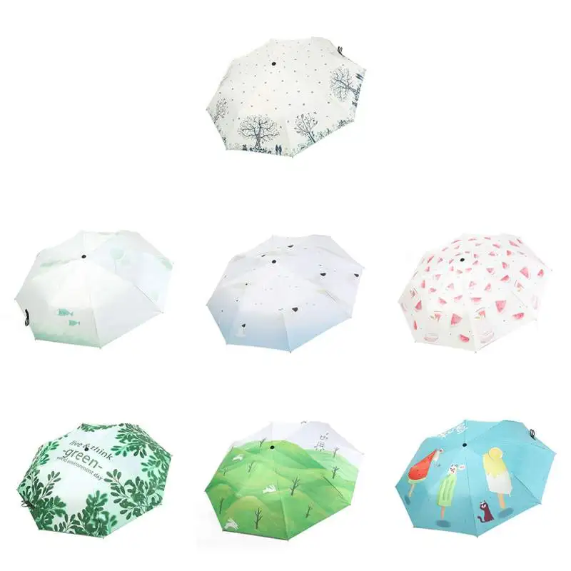 Летний 3 складной портативный дорожный Зонт ветронепроницаемый двойного