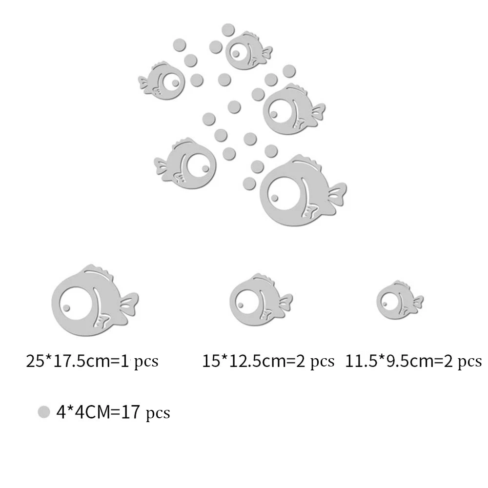 3D акриловое пузырчатое зеркало в форме рыбы наклейки Самоклеящиеся DIY Наклейка