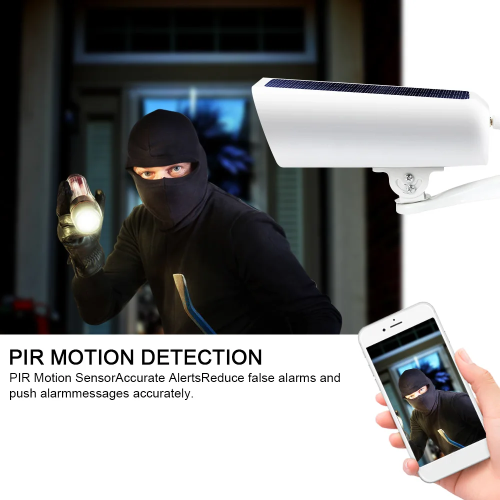 

Wifi Solar Camera 1080P Wireless Minitor Plug-in Free Support Adaptive Code Rate Voice Call Remote Wake Two Solar Panel