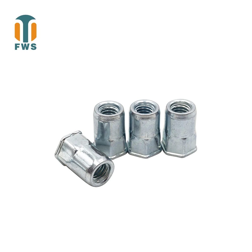 

10/50/100pcs Semi-hex Carbon Steel Nutsert Rivet Nut Insert Threaded Zinc Plated Reduce Countersunk Head Open End
