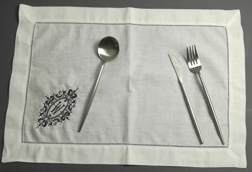 Набор из 12 модных однограммных салфеток 14x20 белая хлопковая скатерть с вышивкой