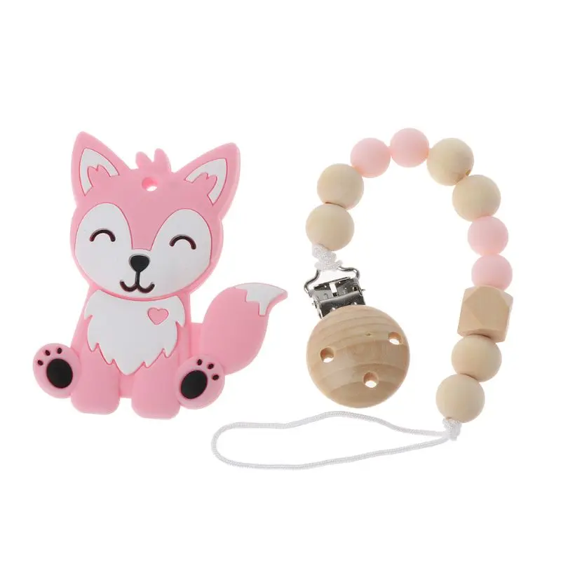 

1PC Silicone Teether Beads Pacifier Chain Clip Baby Teething Ring Babies Pacifier Clips With Holder Q1FE