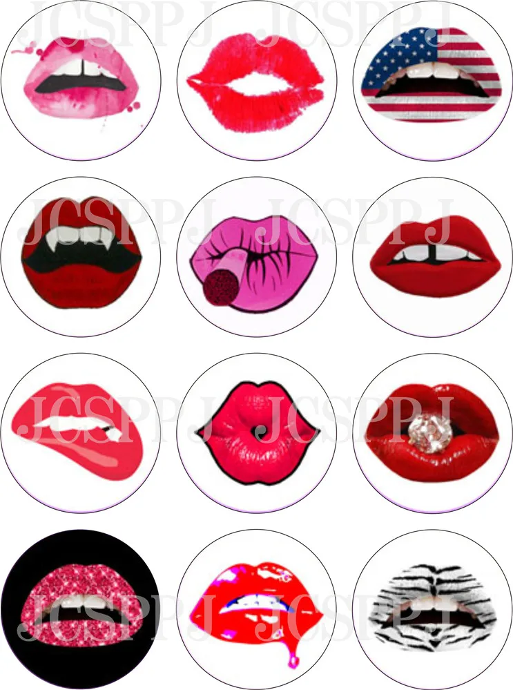 Водонепроницаемые стеклянные наклейки рисунок красные губы ювелирные сумки