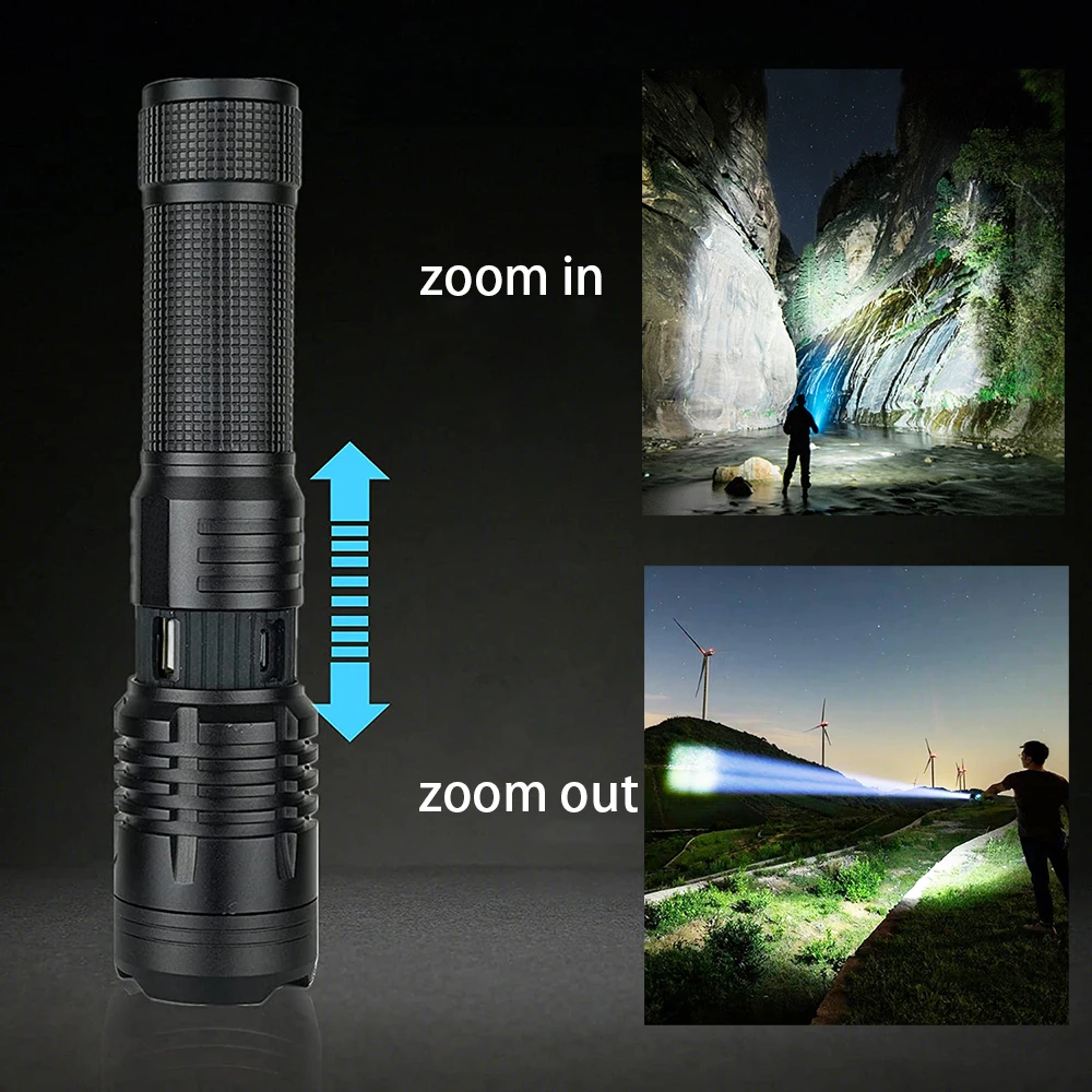 high powerful xhp160 led flashlight super bright zoomable tactical flashlight 18650 or 26650 battery usb rechargeable torch free global shipping