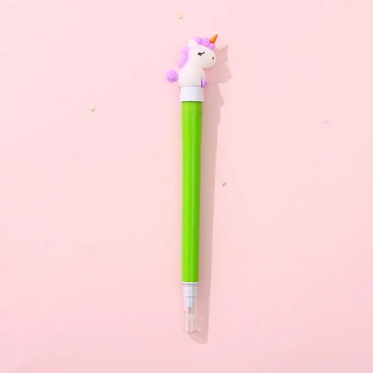 unicorn green 1 шт. 0,5 мм Kawaii Мультфильм Единорог кролик освещение черные чернила гель детская ручка подарок школьные офисные канцелярские принадлежности - Цвет: unicorn green