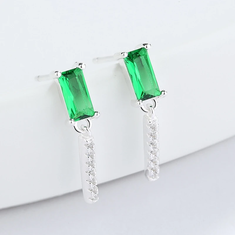 Женские винтажные квадратные серьги гвоздики с изумрудами и драгоценными