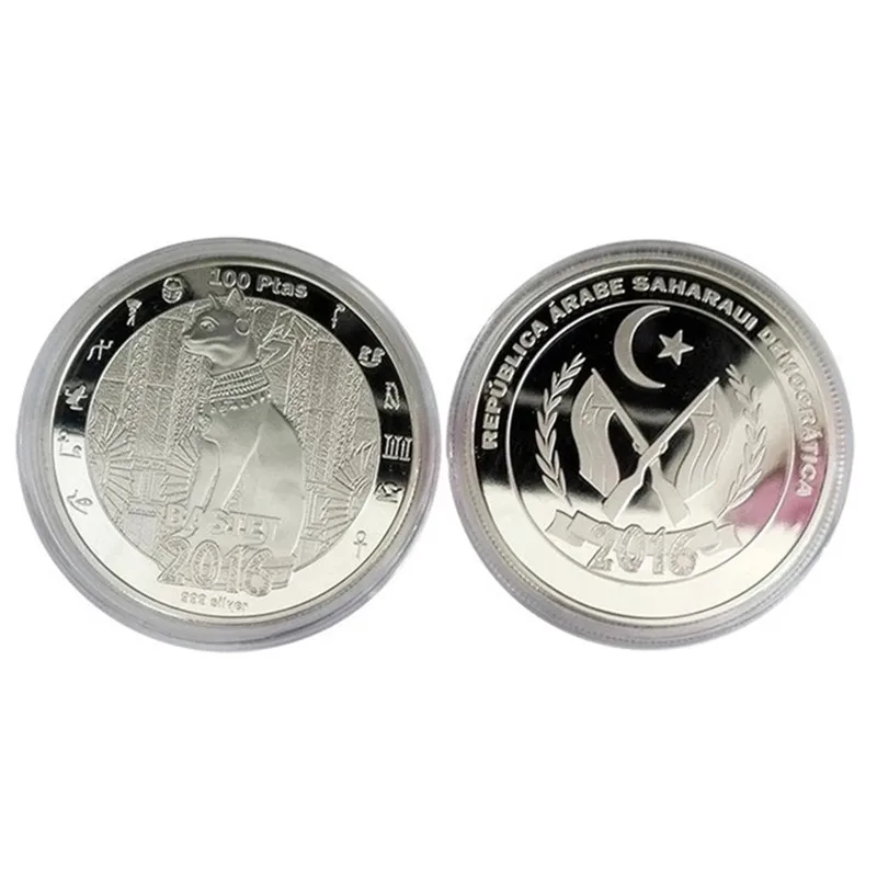

Arabian mythology cat god commemorative coin sun god silver aluminum alloy round Collecting crafts silver gold coin mexico