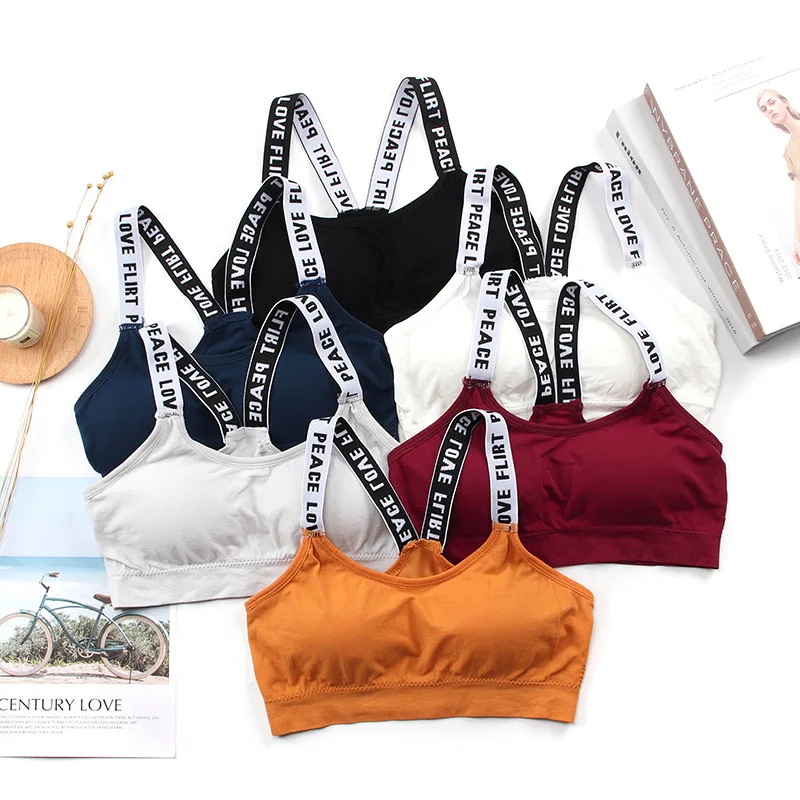 

Sport Bra Running Letters Yoga Wear Women Fitness Bra Top Gym Suit Sexy Crop Top Women Seamless Sport Push Up Solid Sports Bra