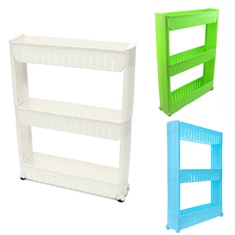 Тонкий выдвижной держатель для кухонной тележки полка хранения башня складной 3