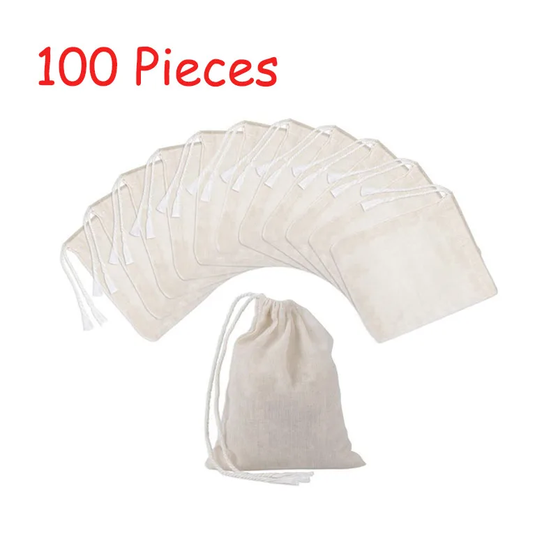

100 Pieces Bag Makeup bag Shopper bag Shopper Drawstring Cotton Bags Muslin Bags,Tea Brew Bags (4 x 3 Inches) drop ship