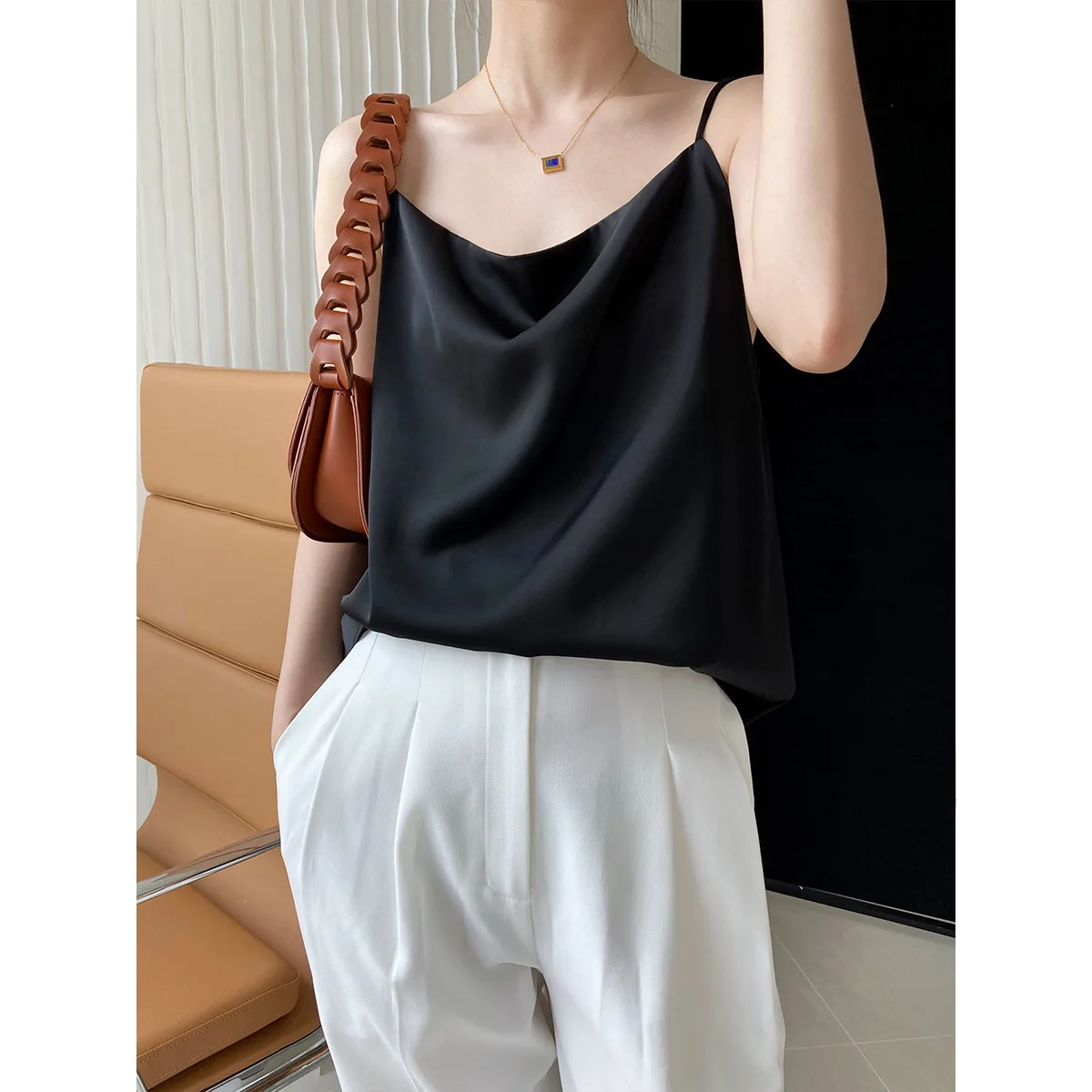 

White Cami Women Tops Female