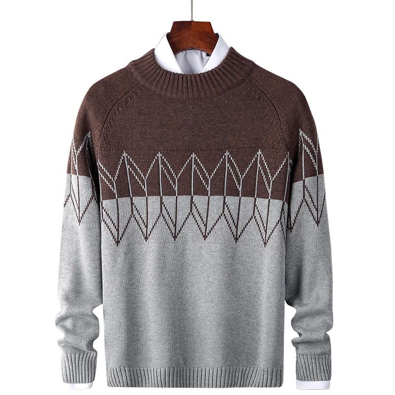 Повседневный мужской свитер с вышивкой приталенная трикотажная одежда