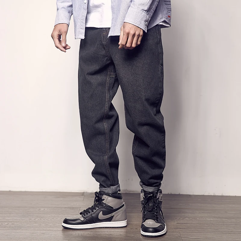 

Japanese Vintage Fashion Men Jeans High Quality Loose Fit Casual Denim Harem Pants Streetwear Designer Wide Leg Baggy Trousers