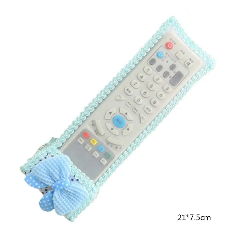 

2 Pieces Bowknot Decor Dust-proof TV Air Conditioner Remote Controller Protector Lace Fabric Case Cover