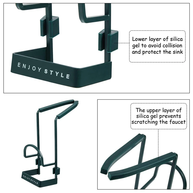 

2 Pieces Sink Caddy Sink Sponge Holder, Small Kitchen Bathroom Metal Organizer Liquid Drainer Faucet Rack for Kitchen