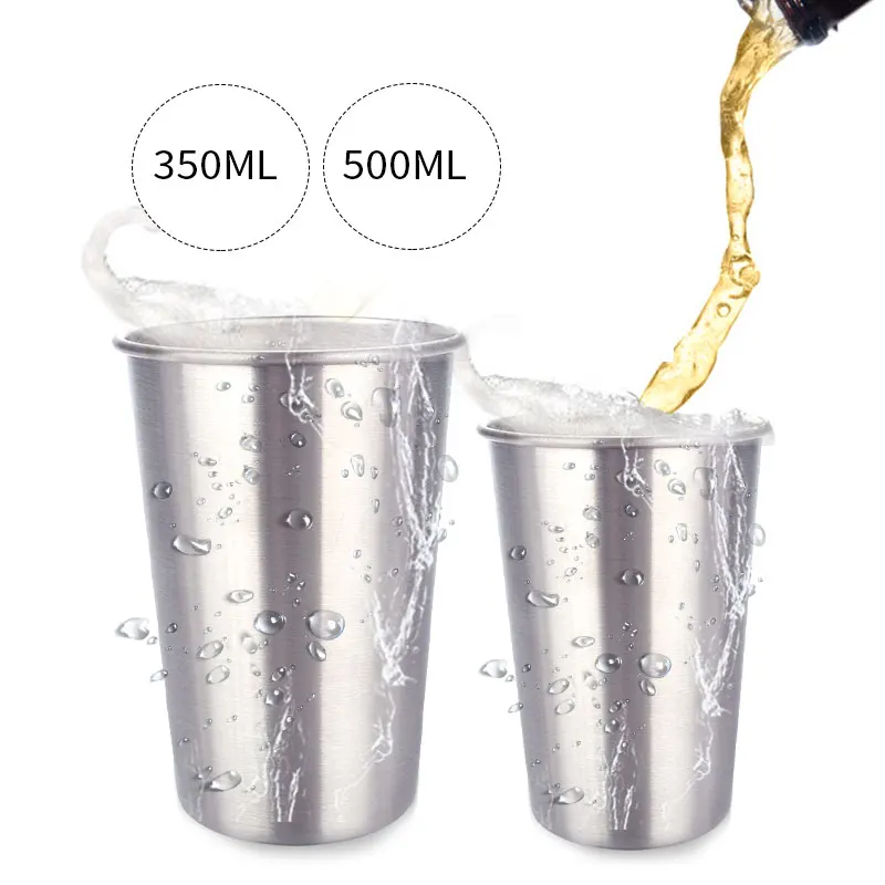 Кружка из нержавеющей стали серебристая кружка для бара напитков пивная 350 мл/500