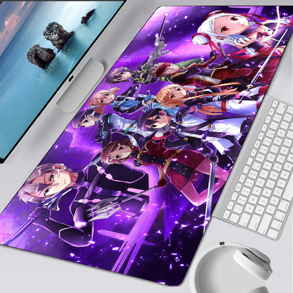 

Xxl Anime Mouse Pad Sword Art Online Carpet Pc Gamer Desk Mat Gaming Keyboard Computer Table Purple Mousepad Gaming Accessories