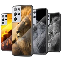the lion king animal tempered glass cover for samsung galaxy s21 plus ultra m21 m31 m51 a52 a72 phone case coque