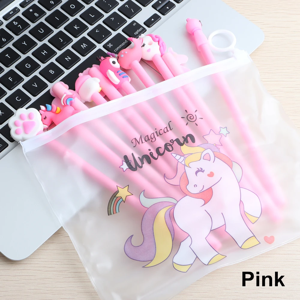 10 шт./компл. рекламная гелевая ручка Kawaii Единорог прекрасная лошадь черные гелевые ручки школьные офисные принадлежности для письма школьные канцелярские принадлежности